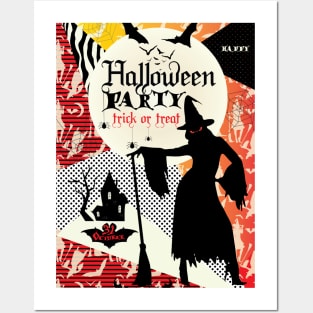 Dark Haunted House Halloween Party Festival Modern abstract design, pumpkin, magic night sky and more / Holiday gifts Posters and Art